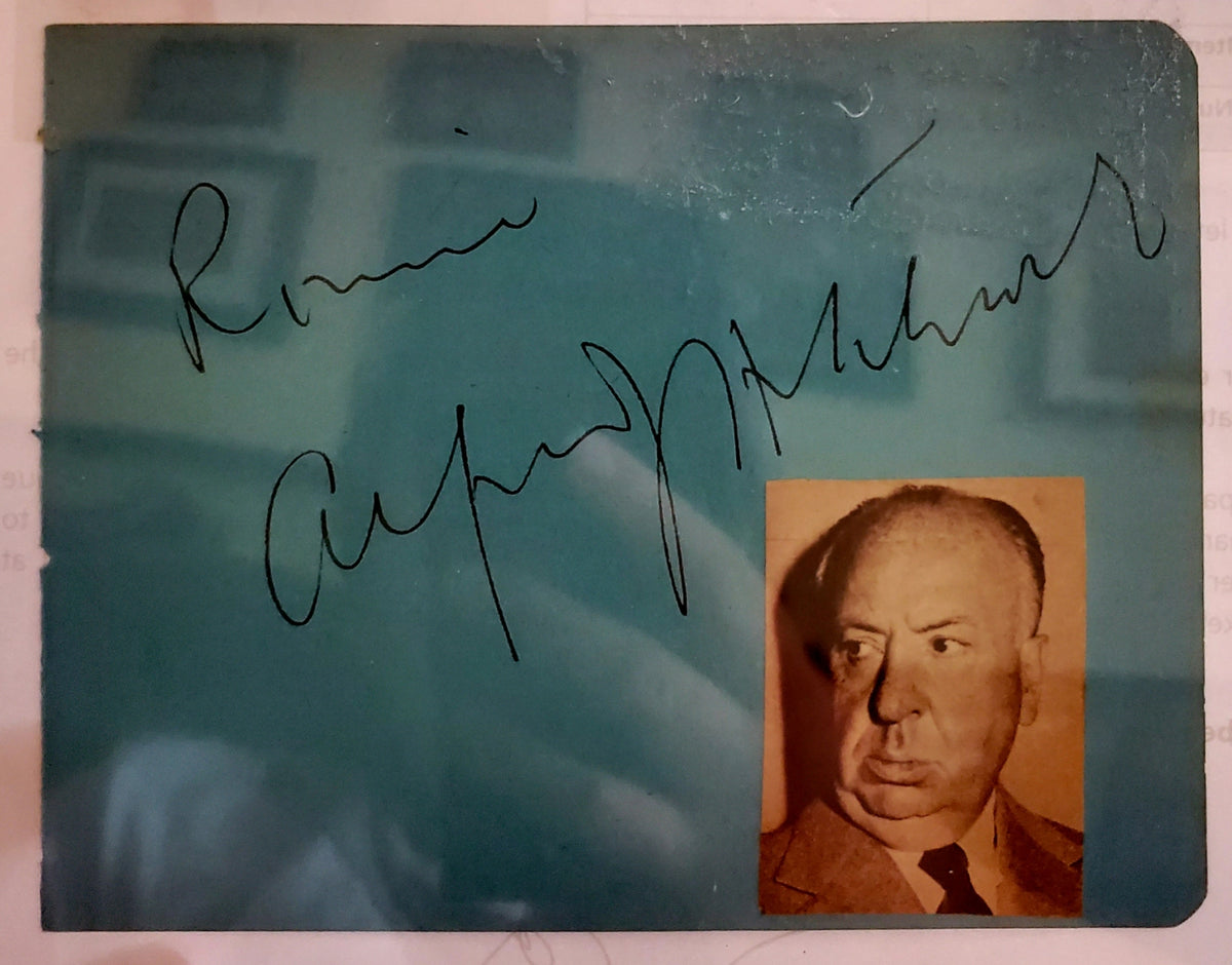 ALFRED HITCHCOCK 6X4 SIGNED INDEX CARD AUTOGRAPH BECKETT BAS COA SUPER RARE