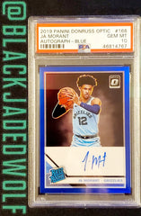 JA MORANT 2019-20 OPTIC #168 BLUE PRIZM RATED ROOKIE RC AUTO /49 PSA 10 GEM MINT GRIZZLIES