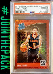 TRAE YOUNG 2018-19 OPTIC CHOICE RED PRIZM RATED ROOKIE #/88 PSA 10 GEM MINT HAWKS