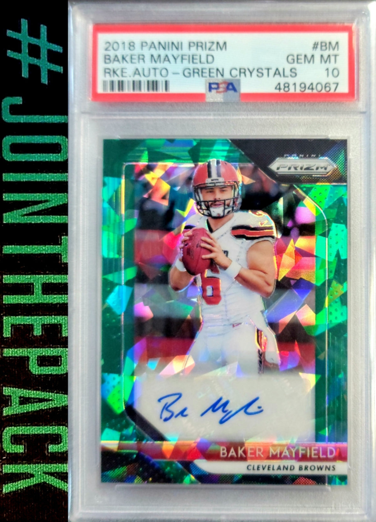 BAKER MAYFIELD 2018 PANINI PRIZM GREEN ICE AUTOGRAPH ROOKIE RC PSA 10 AUTO BROWNS