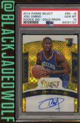 JOEL EMBIID 2014-15 SELECT GOLD PRIZM REFRACTOR RC ROOKIE AUTO #/20 PSA 10 AUTOGRAPH