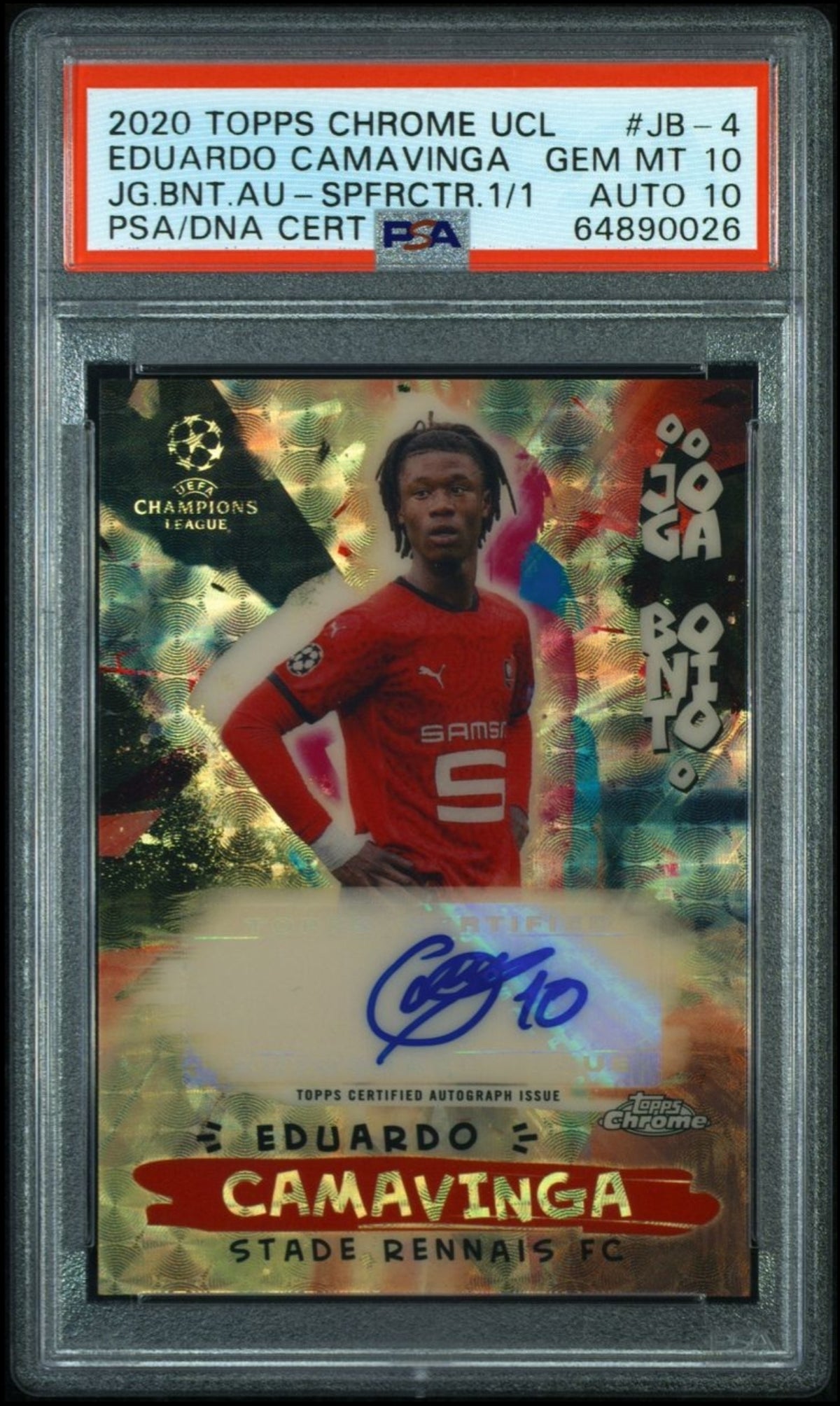 EDUARDO CAMAVINGA 2020 TOPPS CHROME SUPERFRACTOR ROOKIE AUTO #1/1 AUTOGRAPH PSA 10