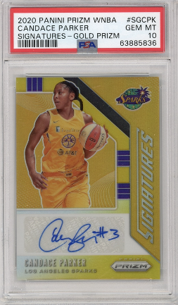 CANDACE PARKER 2020 PANINI PRIZM WNBA SIGNATURES-GOLD PRIZM #9/10 PSA 10