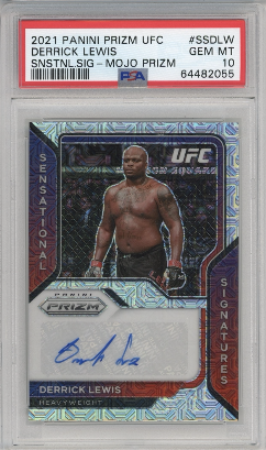 DERRICK LEWIS 2021 PANINI PRIZM UFC SENSATIONAL SIGNATURES MOJO #/25 AUTO PSA 10