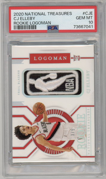 CJ ELLEBY 2020 PANINI NATIONAL TREASURES ROOKIE LOGOMAN PATCH RC #/5 PSA 10 GEM