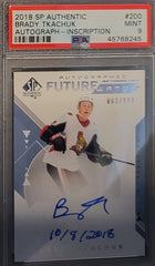 2018 SP AUTHENTIC HOCKEY BRADY TKACHUK AUTOGRAPH-INSCRIPTION #200 MINT 9