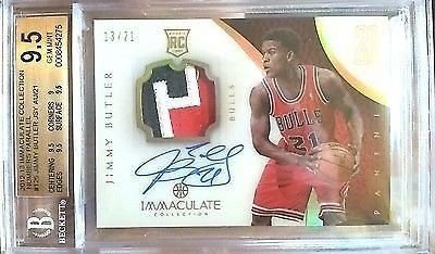 JIMMY BUTLER 12-13 IMMACULATE ACETATE AUTO ROOKIE PATCH 21 JERSEY NUMBER BGS 9.5