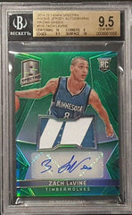 ZACH LAVINE 2014-15 SPECTRA GREEN PRIZM AUTO PATCH ROOKIE #/5 1/1 BGS 9.5/10 BULLS