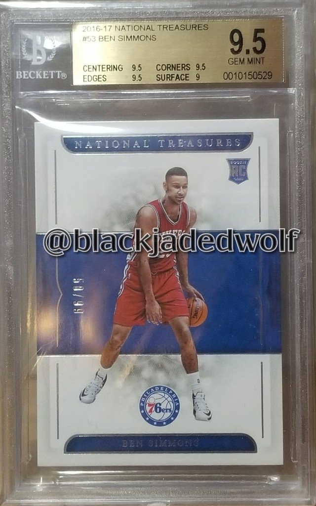 BEN SIMMONS 2016-17 NATIONAL TREASURES ROOKIE RC #/99 BGS 9.5 GEM 76ERS