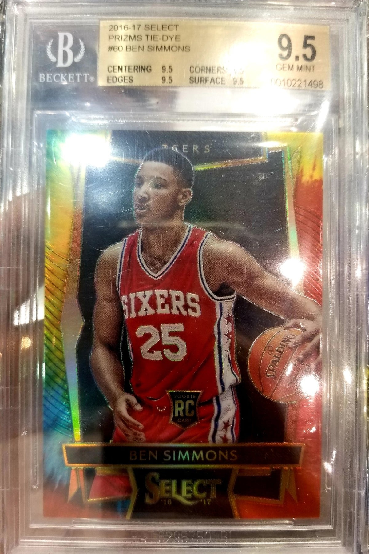 BEN SIMMONS 2016-17 PANINI SELECT TIE DYE PRIZM ROOKIE SSP #/25 BGS 9.5 76ERS