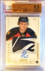 JONATHAN HUBERDEAU 2013-14 NATIONAL TREASURES #4/5 RC BRAND LOGO AUTO BGS 9.5/8