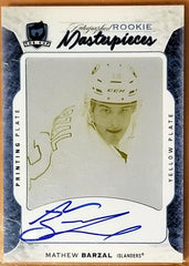 MATTHEW BARZAL 2016-17 THE CUP YELLOW PRINTING PLATE AUTO ROOKIE #1/1 RC