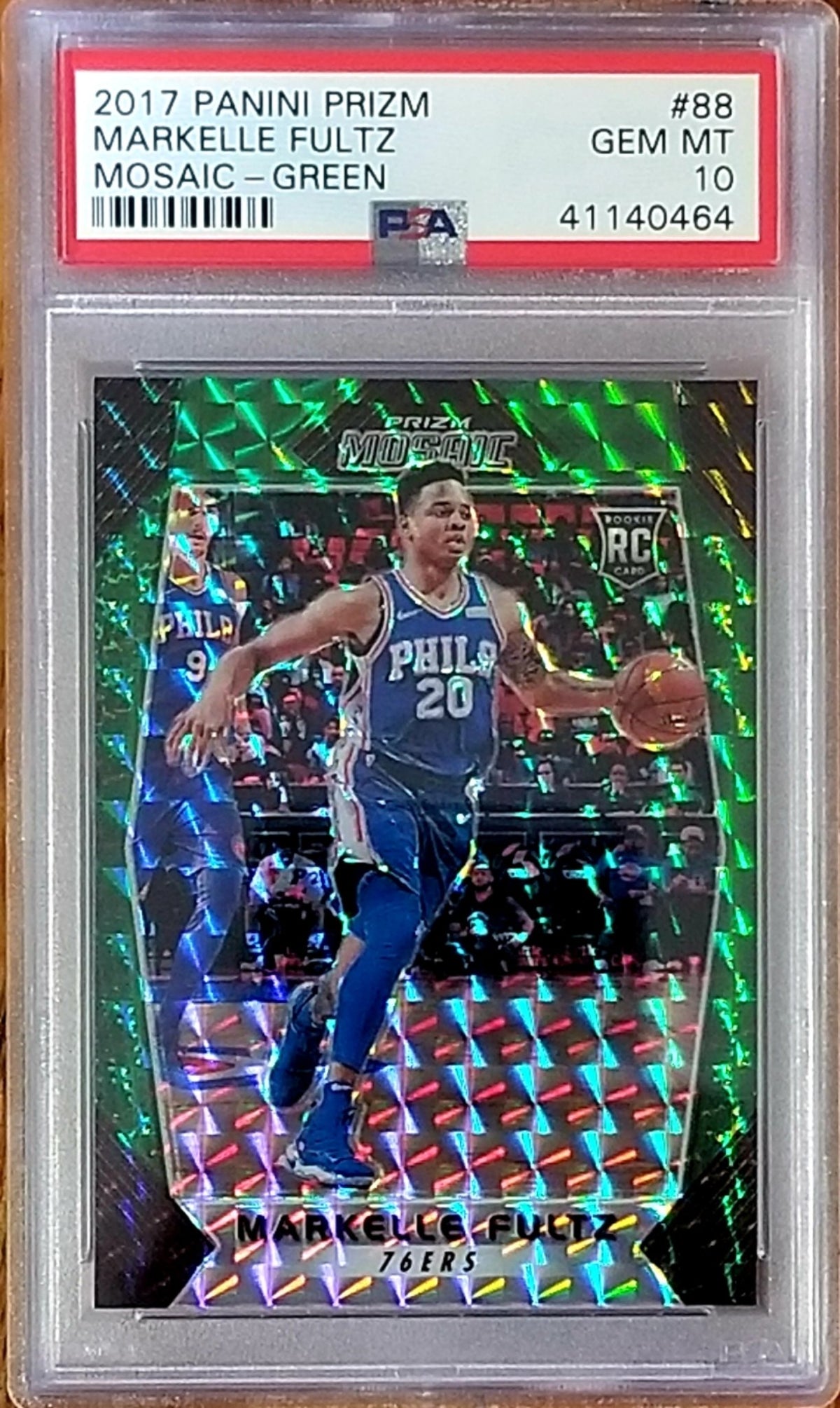 MARKELLE FULTZ 2017 PANINI PRIZM GREEN MOSAIC ROOKIE RC GEM MINT PSA 10 SIXERS