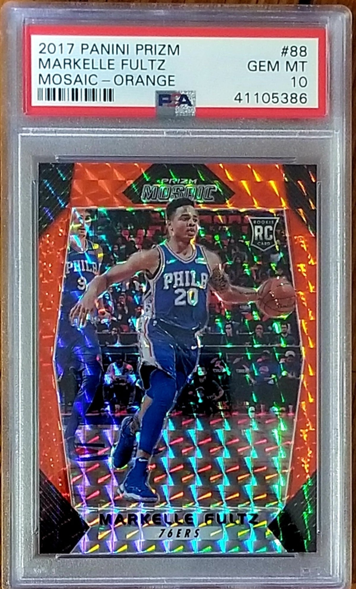 MARKELLE FULTZ 2017 PANINI PRIZM ORANGE MOSAIC ROOKIE RC GEM MINT PSA 10 SIXERS