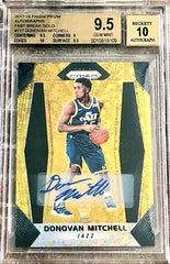 DONOVAN MITCHELL 2017-18 PRIZM FAST BREAK GOLD ROOKIE RC AUTO #/10 1/1 BGS 9.5/10 JAZZ