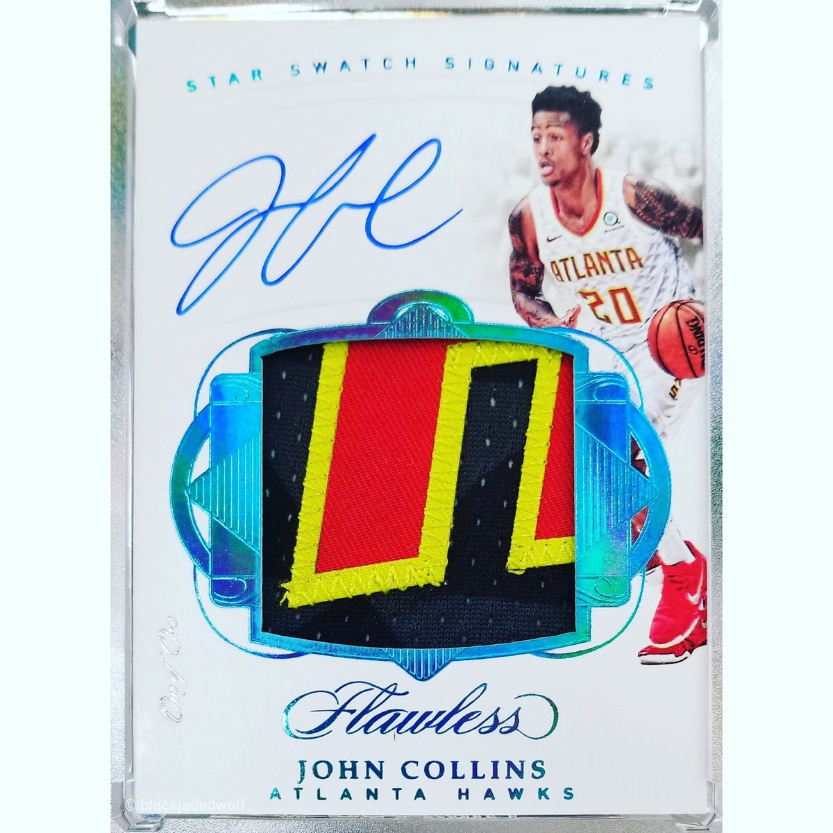 JOHN COLLINS 2017-18 FLAWLESS PLATINUM RPA ROOKIE JUMBO PATCH AUTO #1/1 HAWKS