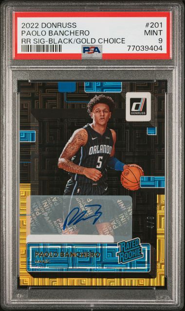 2022 DONRUSS PAOLO BANCHERO RR AUTO BLACK GOLD CHOICE #201 PSA 9