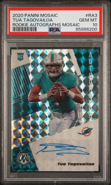 2020 PANINI MOSAIC TUA TAGOVAILOA ROOKIE AUTOGRAPHS MOSAIC #RA3 PSA 10