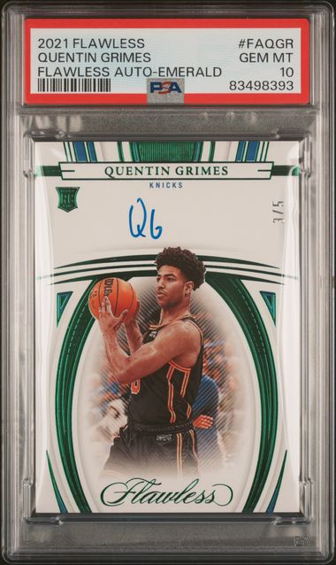 2021 FLAWLESS QUENTIN GRIMES AUTO-EMERALD ROOKIE #/5 PSA 10